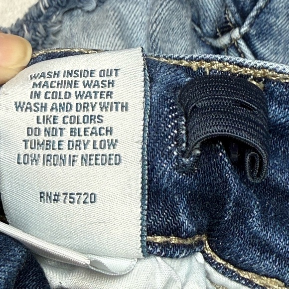 BKE Blue Distressed Jean Shorts with Elastic Adjustable Waistband - Picture 5 of 11